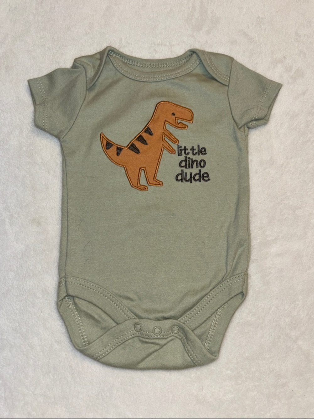 Chick pea Little Dino Dude Short-Sleeve One-Piece in Green bodysuit 0-3 months